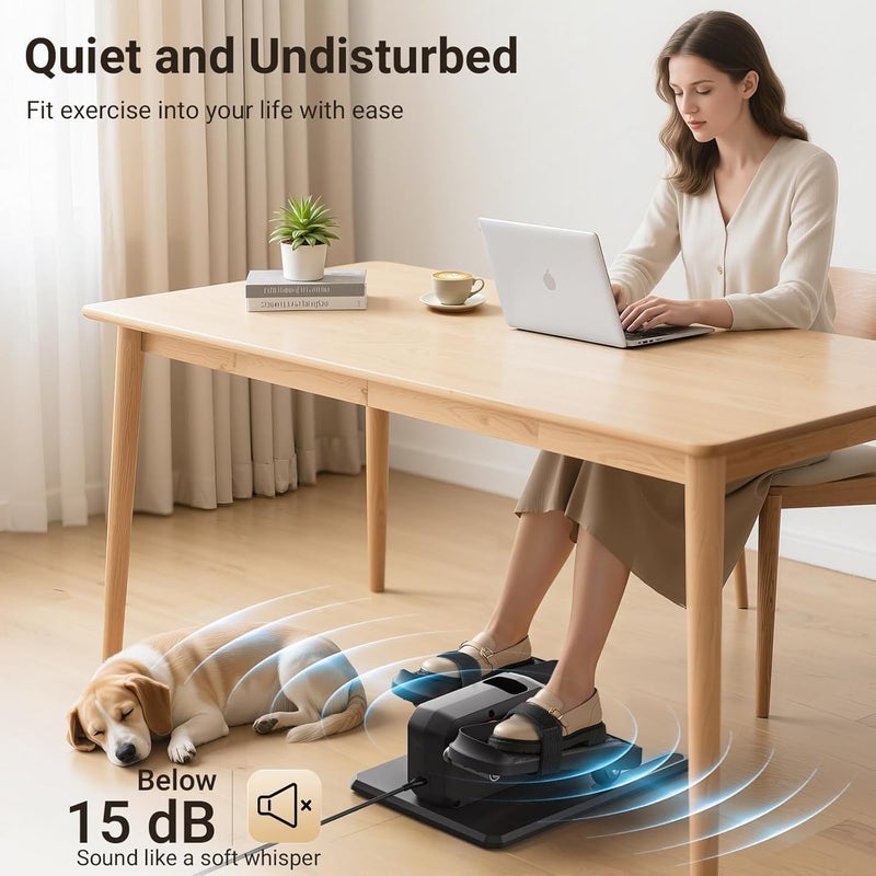 Roylvan Under Desk Elliptical Exercise Machine, Electric & Portable Ellipse Leg Exerciser, Quiet Seated Pedal Elliptical for Seniors Adult with Remoter, 12 Adjustable Speeds, 2 Modes for Home Office - Image 5