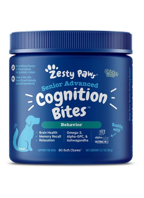 Advanced Cognition Soft Chews For Dogs  With Omega 3 Dha, Ashwagandha & Alpha Gpc  For Senior Dog Brain Health & Nervous System Support  Supplement For Calming & Relaxation  90 Count