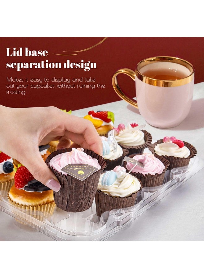 NPLUX 12 Count Cupcake Containers 12 Pack Cupcake Holders with Detachable Tall Dome Lids Clear Plastic Stackable Cupcake Boxes for 144 Cupcakes, BPA Free, Standard Size - Image 4