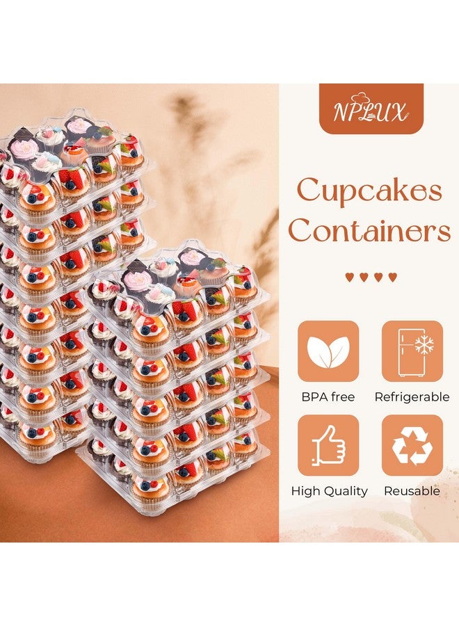 NPLUX 12 Count Cupcake Containers 12 Pack Cupcake Holders with Detachable Tall Dome Lids Clear Plastic Stackable Cupcake Boxes for 144 Cupcakes, BPA Free, Standard Size - Image 2