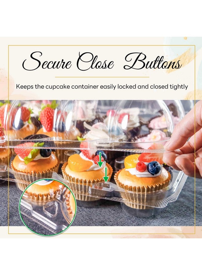 NPLUX 12 Count Cupcake Containers 12 Pack Cupcake Holders with Detachable Tall Dome Lids Clear Plastic Stackable Cupcake Boxes for 144 Cupcakes, BPA Free, Standard Size - Image 5