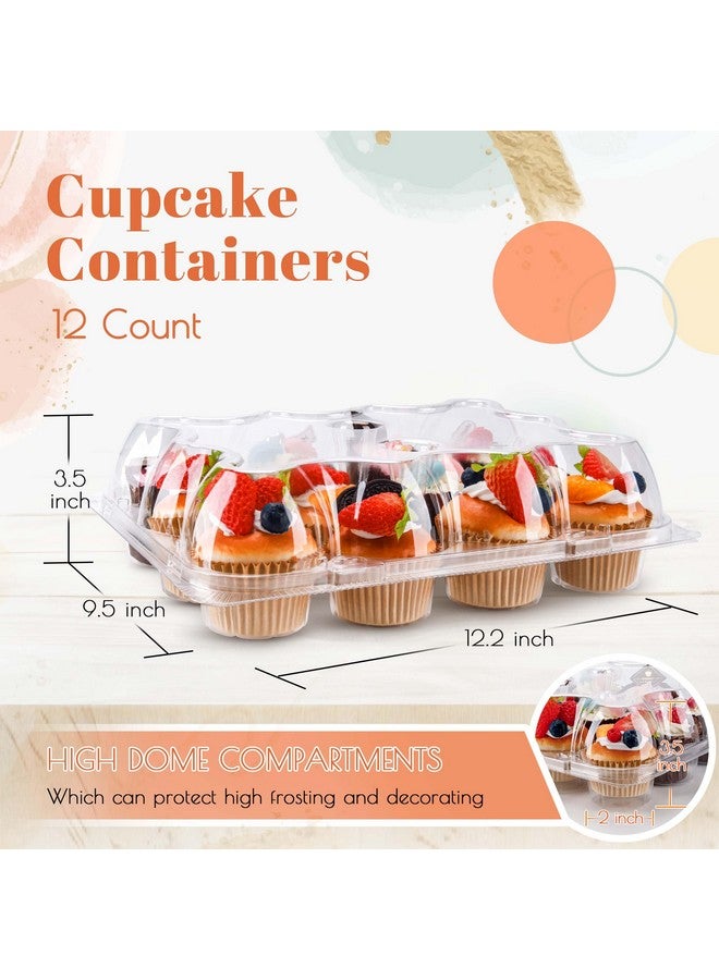NPLUX 12 Count Cupcake Containers 12 Pack Cupcake Holders with Detachable Tall Dome Lids Clear Plastic Stackable Cupcake Boxes for 144 Cupcakes, BPA Free, Standard Size - Image 3
