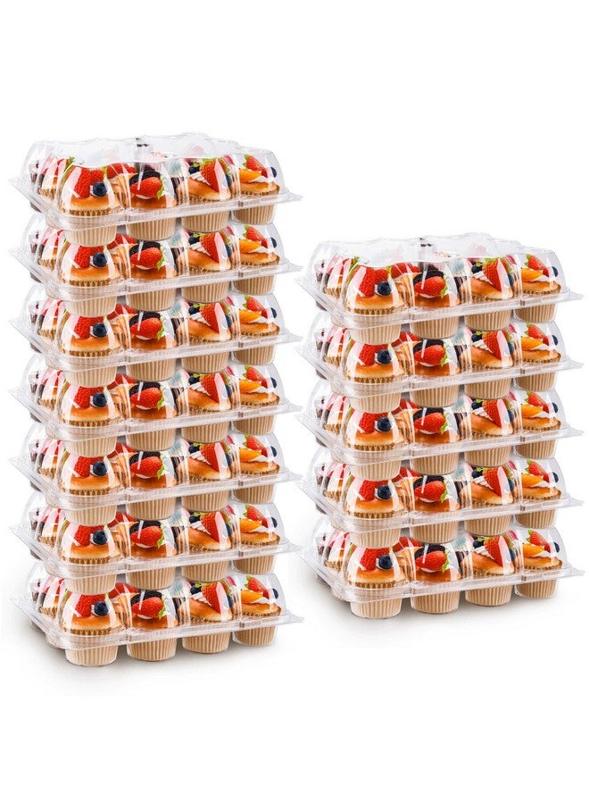 NPLUX 12 Count Cupcake Containers 12 Pack Cupcake Holders with Detachable Tall Dome Lids Clear Plastic Stackable Cupcake Boxes for 144 Cupcakes, BPA Free, Standard Size - Image 1