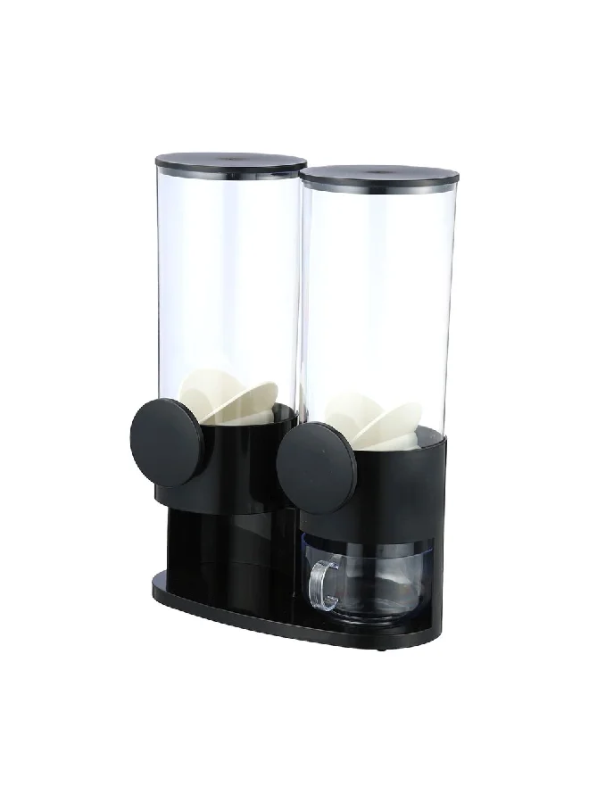 Felli Durable and Sturdy Dual Cereal Dispenser Black and Clear 3000ml Y1K110191