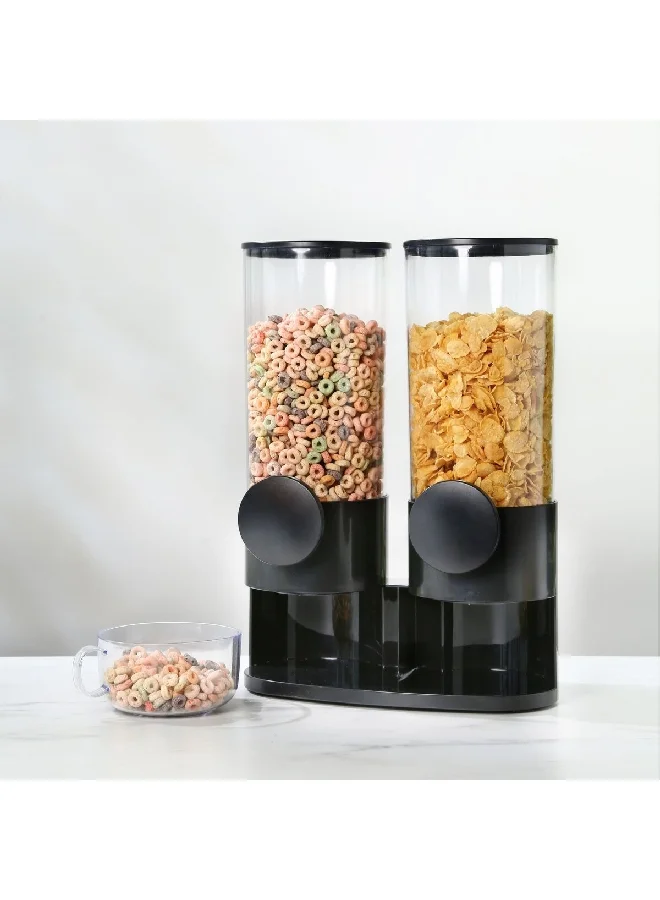 Felli Durable and Sturdy Dual Cereal Dispenser Black and Clear 3000ml Y1K110191