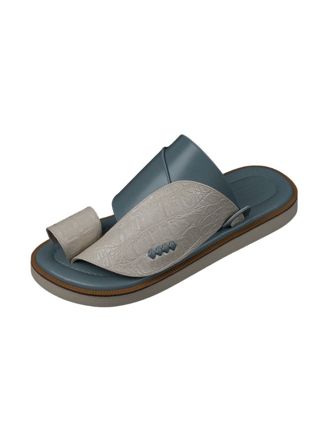 NAD Arabic sandals with dark and blue crocodile-embossed leather - Image 1