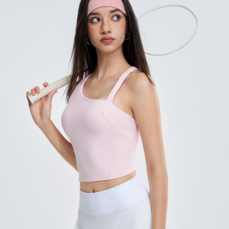 Generic Asymmetric Sports Vest Womens Beautiful Back Integrated Chest Mat Naked Yoga Suit Bra Running Training Fitness Underwear Strawberry milkshake strawberry milkshake