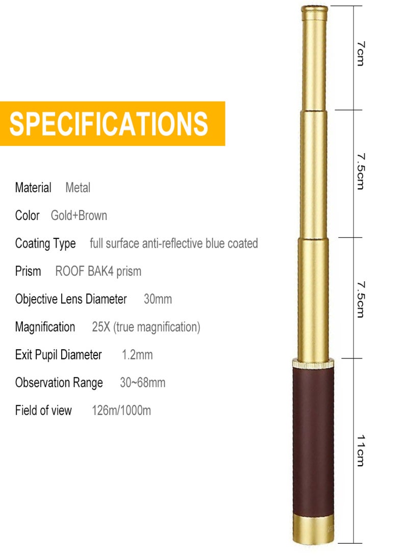 منظار أحادي الأنبوب عالي الدقة 25X، عدسة 30 مم، تلسكوب أحادي العين مع حقيبة تخزين جلدية للحفلات الموسيقية والمناسبات الرياضية والتخييم والمشي لمسافات طويلة ومراقبة الطيور - Image 3