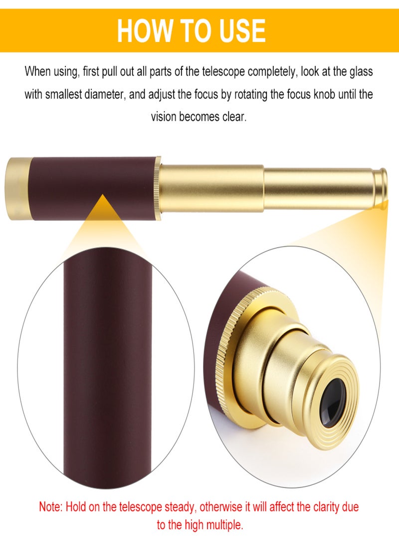 منظار أحادي الأنبوب عالي الدقة 25X، عدسة 30 مم، تلسكوب أحادي العين مع حقيبة تخزين جلدية للحفلات الموسيقية والمناسبات الرياضية والتخييم والمشي لمسافات طويلة ومراقبة الطيور - Image 4