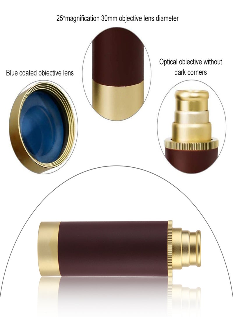 منظار أحادي الأنبوب عالي الدقة 25X، عدسة 30 مم، تلسكوب أحادي العين مع حقيبة تخزين جلدية للحفلات الموسيقية والمناسبات الرياضية والتخييم والمشي لمسافات طويلة ومراقبة الطيور - Image 5