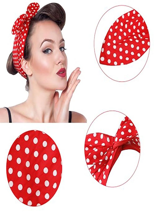 xinxingin Polka Dot Hair Band Retro, Head Band for Women and Girls, Vintage Styling for Parties and Sports(Red) - Image 3