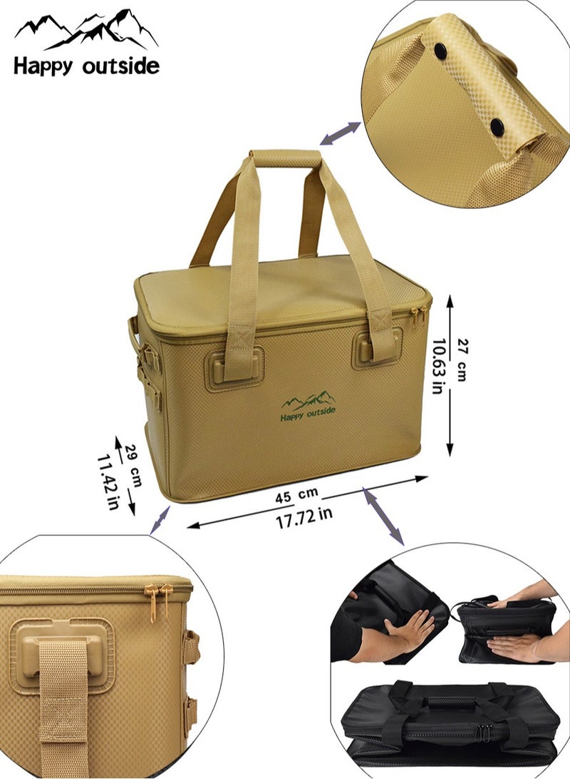 سعيد خارج 35L قدرة كبيرة قابلة للطي حقيبة تخزين متعددة الوظائف المحمولة ، مجموعة أدوات ، حقيبة يد المعدات التكتيكية - سميكة إيفا المواد المعمرة ، مع ماء ، مضاد للجراثيم ، ومكافحة العفن تصميم - مناسبة للاستخدام المنزلي ، في الهواء الطلق تخزين السيارات ، والسفر المنزلي ، نزهة ، المشي لمسافات طويلة ، والتخييم ، الشاطئ ، الطريق السريع السفر ، معدات للشواء ، في حالات الطوارئ حقيبة ، لوازم الحيوانات الأليفة ، والمعدات الرياضية ( الكاكي ) - Image 2