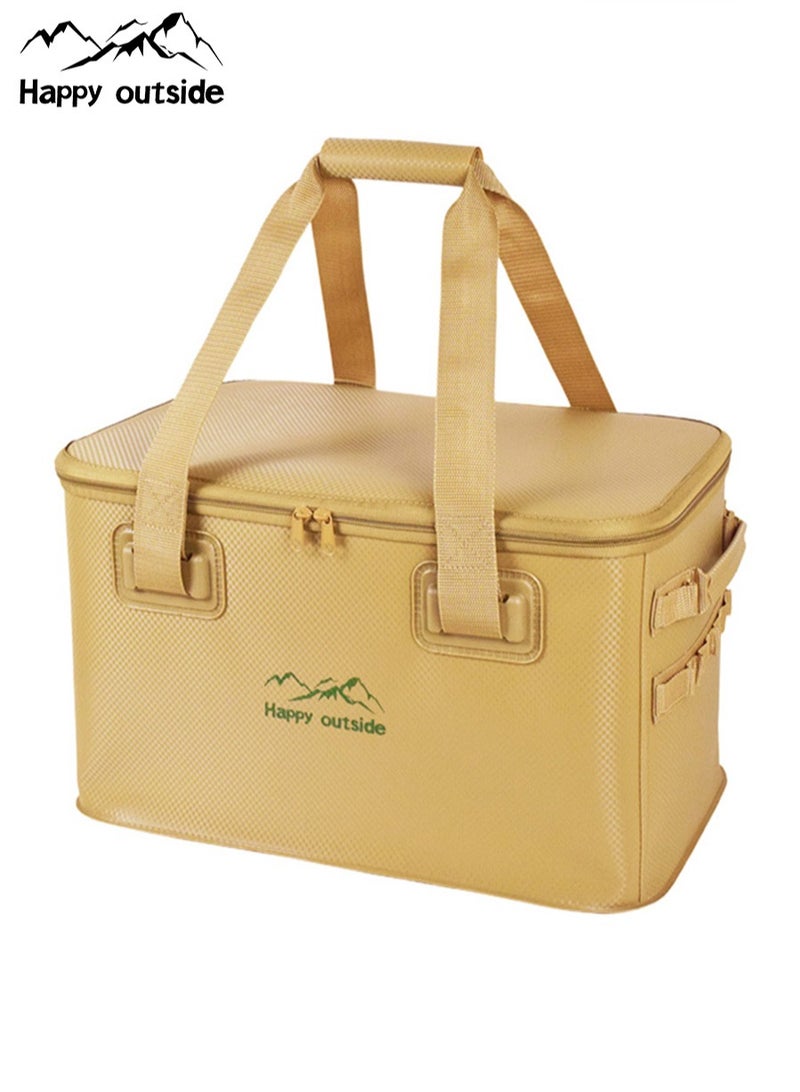 سعيد خارج 35L قدرة كبيرة قابلة للطي حقيبة تخزين متعددة الوظائف المحمولة ، مجموعة أدوات ، حقيبة يد المعدات التكتيكية - سميكة إيفا المواد المعمرة ، مع ماء ، مضاد للجراثيم ، ومكافحة العفن تصميم - مناسبة للاستخدام المنزلي ، في الهواء الطلق تخزين السيارات ، والسفر المنزلي ، نزهة ، المشي لمسافات طويلة ، والتخييم ، الشاطئ ، الطريق السريع السفر ، معدات للشواء ، في حالات الطوارئ حقيبة ، لوازم الحيوانات الأليفة ، والمعدات الرياضية ( الكاكي ) - Image 3