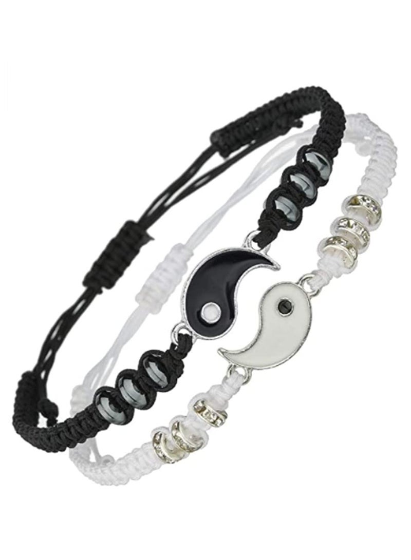 SYOSI أساور أفضل الأصدقاء لشخصين متطابقة يين يانغ أساور حبل قابلة للتعديل للصداقة والعلاقة اليدوية المنسوجة هدايا عيد الحب - Image 1