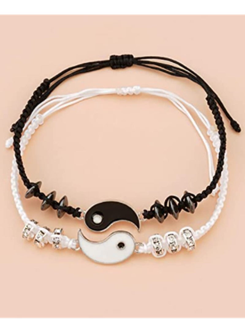 SYOSI أساور أفضل الأصدقاء لشخصين متطابقة يين يانغ أساور حبل قابلة للتعديل للصداقة والعلاقة اليدوية المنسوجة هدايا عيد الحب - Image 5