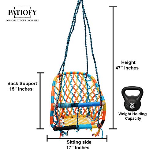 Patiofy Made in India Baby Cotton Hanging Swing Chair with Safety Handle for 1-5 Years/Indoor-Outdoor Baby Swing Chair/Baby Jhula/Baby Cradle Swing/Swing for Kids/Folding & Washable (Multi-Colour) - Image 4