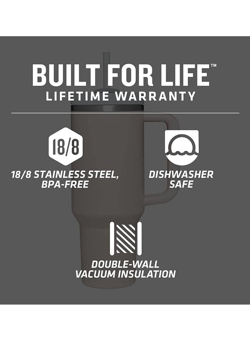 KASTWAVE 40oz Stainless Steel Vacuum Insulated Tumbler With Handle and Straw Lid Travel Mug Iced Coffee Cup for Hot and Cold Beverages - Image 2