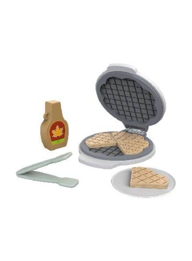 ELC Wooden Waffle Iron Play Set, Includes 4 Heart Shaped Waffles, Maple Syrup Bottle, Control Dial, Tongs & Plastic Plate, Pretend Cooking Toy for Kids, Realistic Role Play Kitchen Fun, Safe, Durable, and Imaginative Food Play Set - Image 2