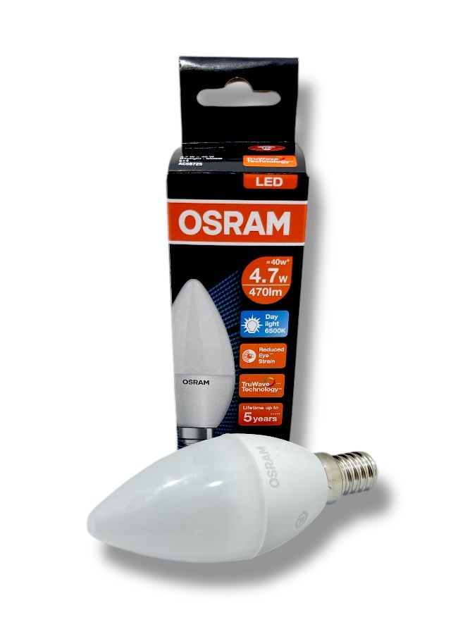 OSRAM LED Candle Bulb 100% Original  4.7W, Daylight 6500K, 470 Lumen, E14 Base - Image 1