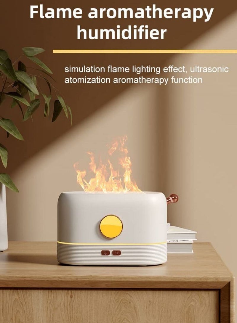 SYOSI Flame Humidifier Flame Essential Oil Diffuser with Smart Shut Off, 3D Flame Cool Mist Yoga SPA Perfect for Home Bedroom Office and Gifting for Friends and Family  200ml Ultrasonic Aroma | White - Image 2