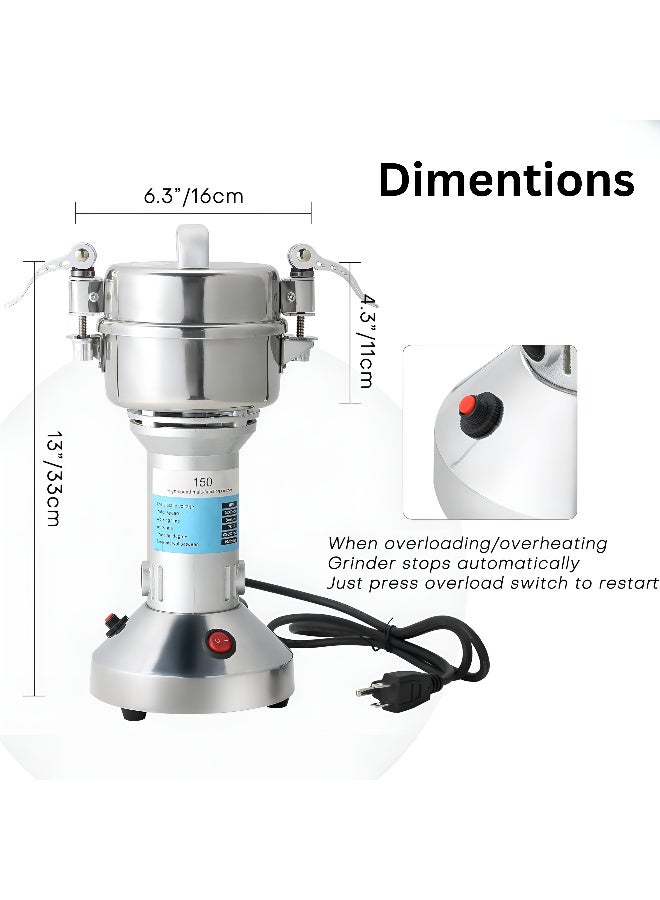 ARABIQO Electric Spice Grinder 150g – 1200W High-Speed Stainless Steel Dry Grinder for Spices, Herbs, Coffee Beans, Grains & Nuts – With Safety Lock & Overheat Protection - Image 5
