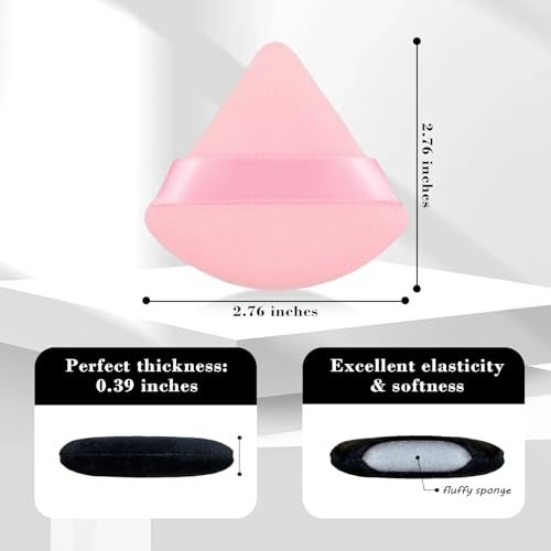 RAREIUS 8Pcs of Triangular Powder Puff Makeup Sponges Made of Supersoft Velvet Designed for Contouring Eye and Corner Beauty Blender Foundation Mixing Container - Image 5