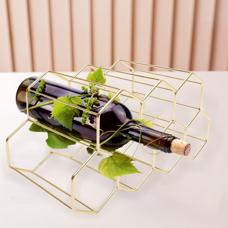Iron Tabletop Wine Rack Holder For 7 Bottles Stable Nordic Style Home Bar Cabinet - Image 4