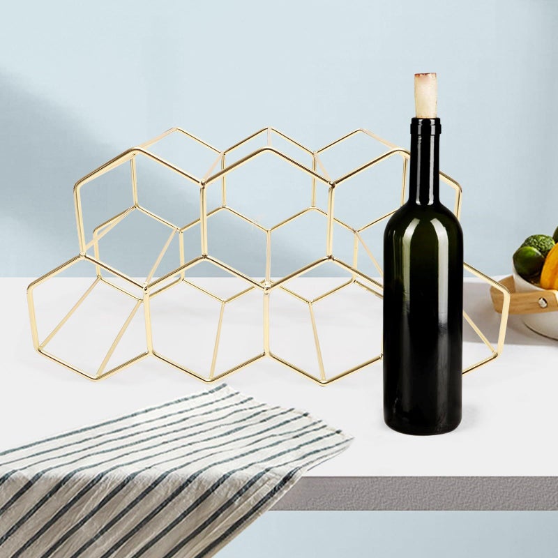 Iron Tabletop Wine Rack Holder For 7 Bottles Stable Nordic Style Home Bar Cabinet - Image 5