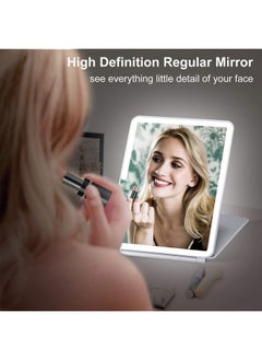 KEDSUM Rechargeable Lighted Makeup Mirror With Cover Led Travel Mirror With Lights Compact Vanity Mirror With Touch Screen Dimming With A Magnification Pocket Spot Mirror  - Image 4