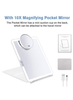KEDSUM Rechargeable Lighted Makeup Mirror With Cover Led Travel Mirror With Lights Compact Vanity Mirror With Touch Screen Dimming With A Magnification Pocket Spot Mirror  - Image 3