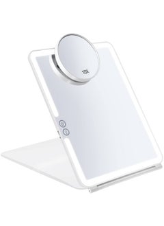 KEDSUM Rechargeable Lighted Makeup Mirror With Cover Led Travel Mirror With Lights Compact Vanity Mirror With Touch Screen Dimming With A Magnification Pocket Spot Mirror  - Image 1