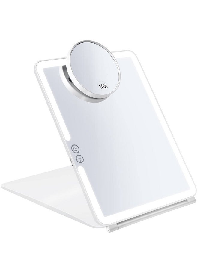 KEDSUM - Rechargeable Lighted Makeup Mirror With Cover Led Travel Mirror With Lights Compact Vanity Mirror With Touch Screen Dimming With A Magnification Pocket Spot Mirror - Image 1