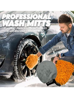 XTREME Premium Car Wash Mitt Double Pack professional Car Cleaning Gloves Microfibre Car Washing Sponge Mitts Bug Shifter Glove Mit Set Car Wash Gloves Anti Scratch Microfiber Detailing Gloves  - Image 5