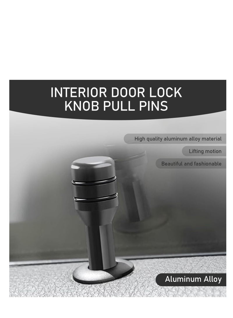 Excefore Car Door Lock Knobs, Aluminum Alloy Inner Door Lock Pull Pins, 49mm x 12mm Car Interior Modification Accessories, Car Lock Knobs Pull Pins, Universal for Most Cars, Trucks (Black) - Image 3