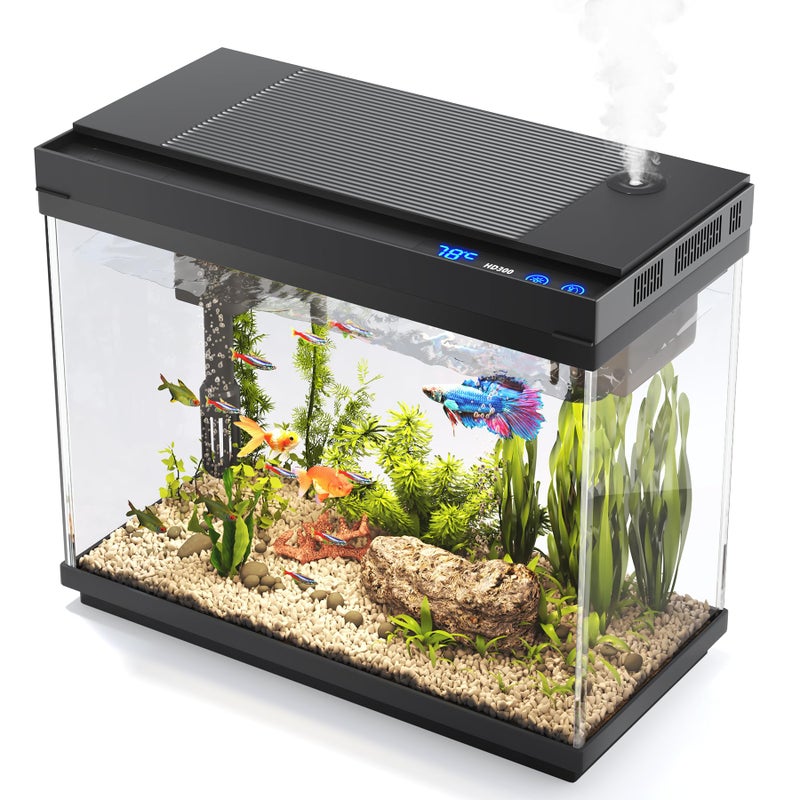 Vehipa Fish Tank 24 Gallon Fish Aquarium Fish Tank Starter kit with Smart Humidifier Temperature Display 7Color Lighting 3 in 1 Quiet Pump with Filteration Oxygenation Circulation - Image 2