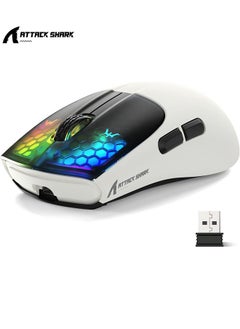 Attack Shark X5 Wireless Gaming Mouse with Tri-Modes BT 5.1/2.4Ghz/USB-C,Lightweight 49g,PixArt3212 Optical Sensor,Rechargeable Battery,RGB LED Honeycomb Mice for PC/Tablet/Desktop/Office/Games  - Image 1