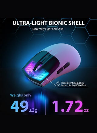 ماوس قيمنق لاسلكي X5 بثلاثة أوضاع BT 5.1/2.4Ghz/USB-C، خفيف الوزن 49 جرام، مستشعر بصريPixArt3212، بطارية قابلة لإعادة الشحن، فأرة Honeycomb LED RGB لأجهزة الكمبيوتر/الأجهزة اللوحية/سطح المكتب/المكتب/الألعاب - view 2