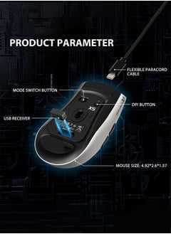 Attack Shark X5 Wireless Gaming Mouse with Tri-Modes BT 5.1/2.4Ghz/USB-C,Lightweight 49g,PixArt3212 Optical Sensor,Rechargeable Battery,RGB LED Honeycomb Mice for PC/Tablet/Desktop/Office/Games  - Image 5