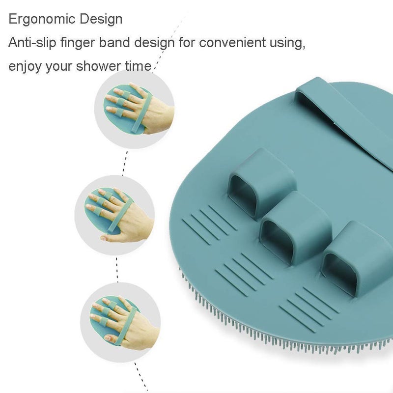 HOMMIESAFE 1 Pack Soft Silicone Shower Brush Body Wash Bath Exfoliating Skin Massage Scrubber, Dry Skin Brushing Glove Loofah, Fit for Sensitive and All Kinds of Skin(Eucalyptus Green) - Image 4