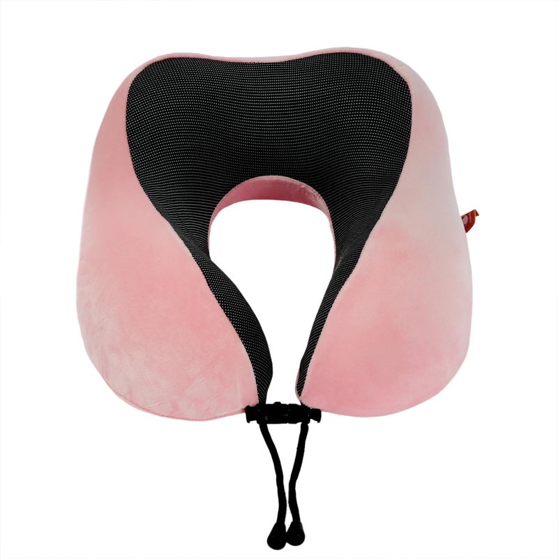 Makimoo Memory Foam Travel Pillow, Neck Pillow with 360-Degree Head Support, Comfortable and Lightweight, Ideal for Sleeping on Airplane, Car, Train, Bus and Home Use, Comes with Storage Bag (Pink) - Image 2