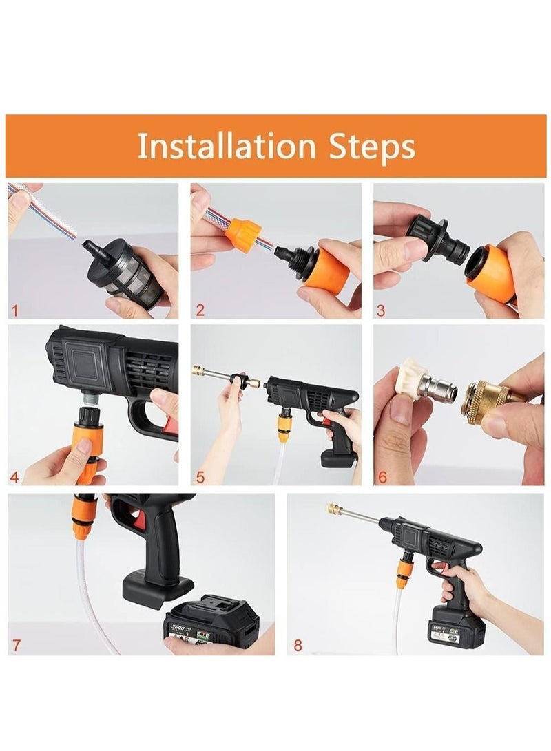 Generic Cordless 48V Electric High Pressure Car Washer Manual Rechargeable Car Washing Machine with Adjustable 3-in-1 Nozzle and Hose Pipe for Washing Cars Watering Flowers Cleaning Floors  - Image 5