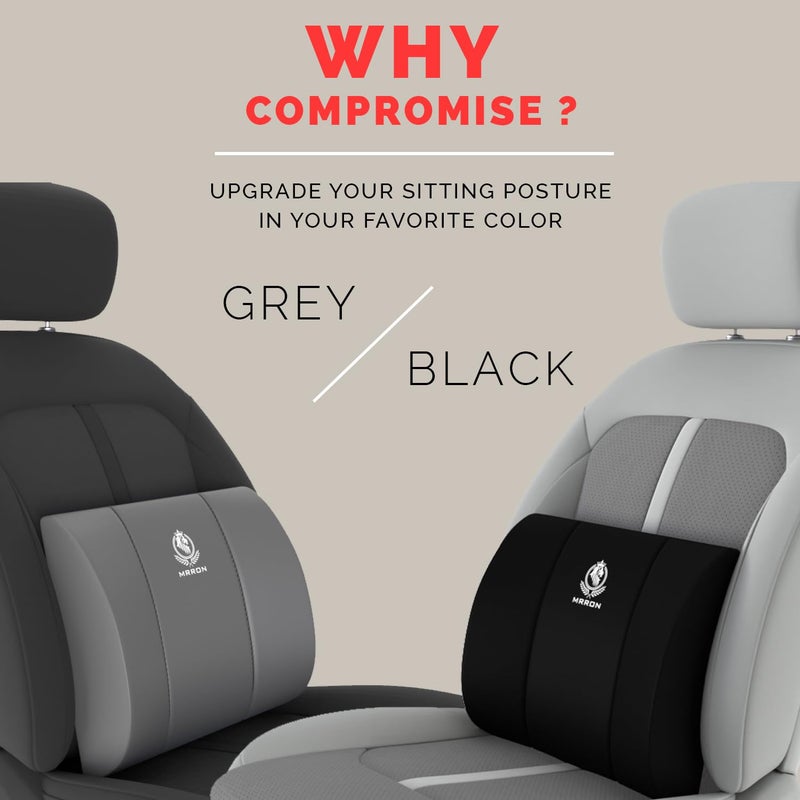 MRRON MRRON Lumber Big Orthopedic Backrest Cushion of Memory Foam for Lumbar Support for Office Chair Study Chair Car Seat for Back Pain with Adjustable Belt Breathable Washable Cover Black - Image 3