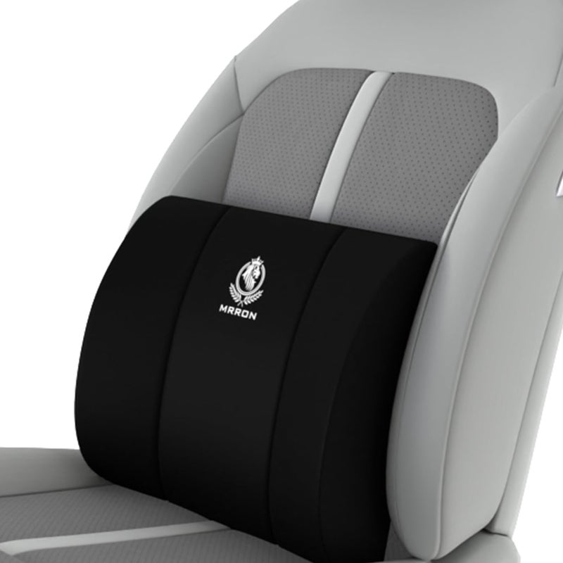 MRRON MRRON Lumber Big Orthopedic Backrest Cushion of Memory Foam for Lumbar Support for Office Chair Study Chair Car Seat for Back Pain with Adjustable Belt Breathable Washable Cover Black - Image 1