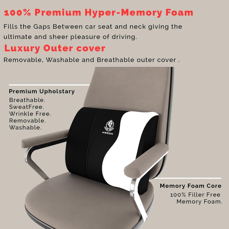 MRRON MRRON Lumber Big Orthopedic Backrest Cushion of Memory Foam for Lumbar Support for Office Chair Study Chair Car Seat for Back Pain with Adjustable Belt Breathable Washable Cover Black - Image 5