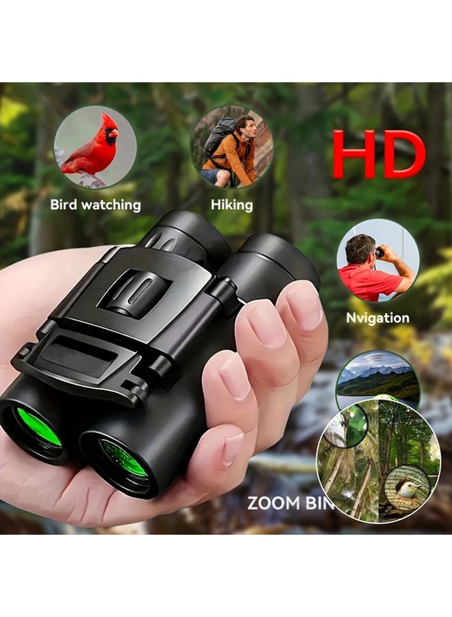 Black 10x25 Zoom HD Compact Binoculars for Adults Birdwatching Hiking Hunting Travel - Image 2