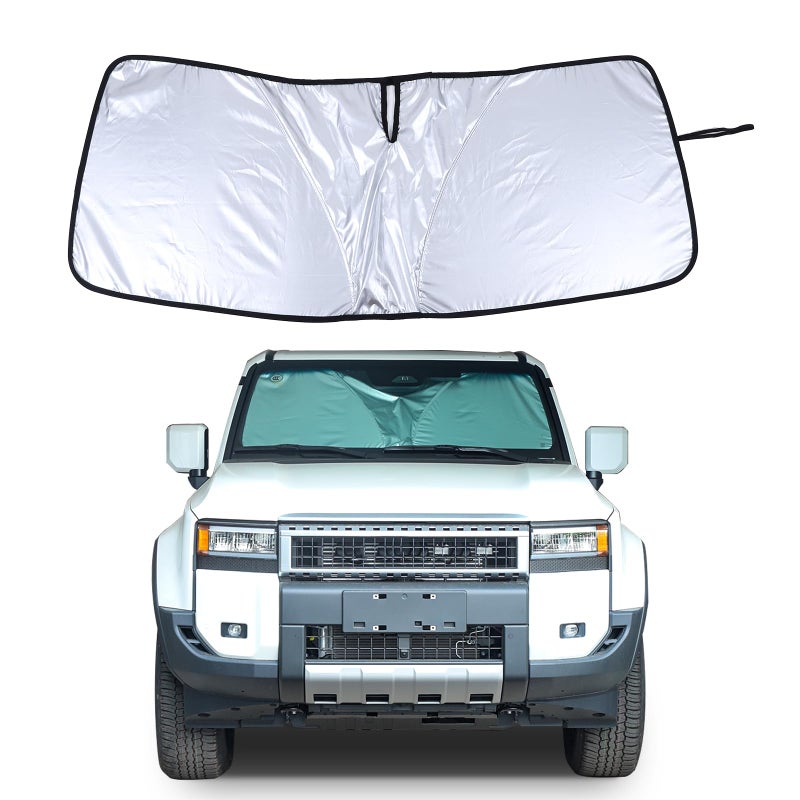 Heutamo Windshield Sun Shade Compatible with Toyota Land Cruiser Prado 250 J250 LC250 2024 2025 Accessories Reflective Sunshade Protector Automotive Interior Sun Protection Accessory Silver