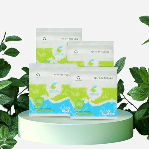 Century Pulp & Paper Century 1 Ply 100% Virgin Pulp Tissue Paper Napkins|Highly Absorbent & Chemical Free Serving Napkins 100 Pulls- 30x30 cm (Pack of 4) - Image 1