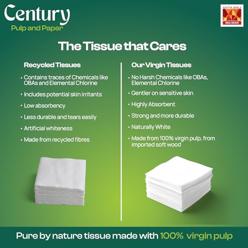 Century Pulp & Paper Century 1 Ply 100% Virgin Pulp Tissue Paper Napkins|Highly Absorbent & Chemical Free Serving Napkins 100 Pulls- 30x30 cm (Pack of 4) - Image 3