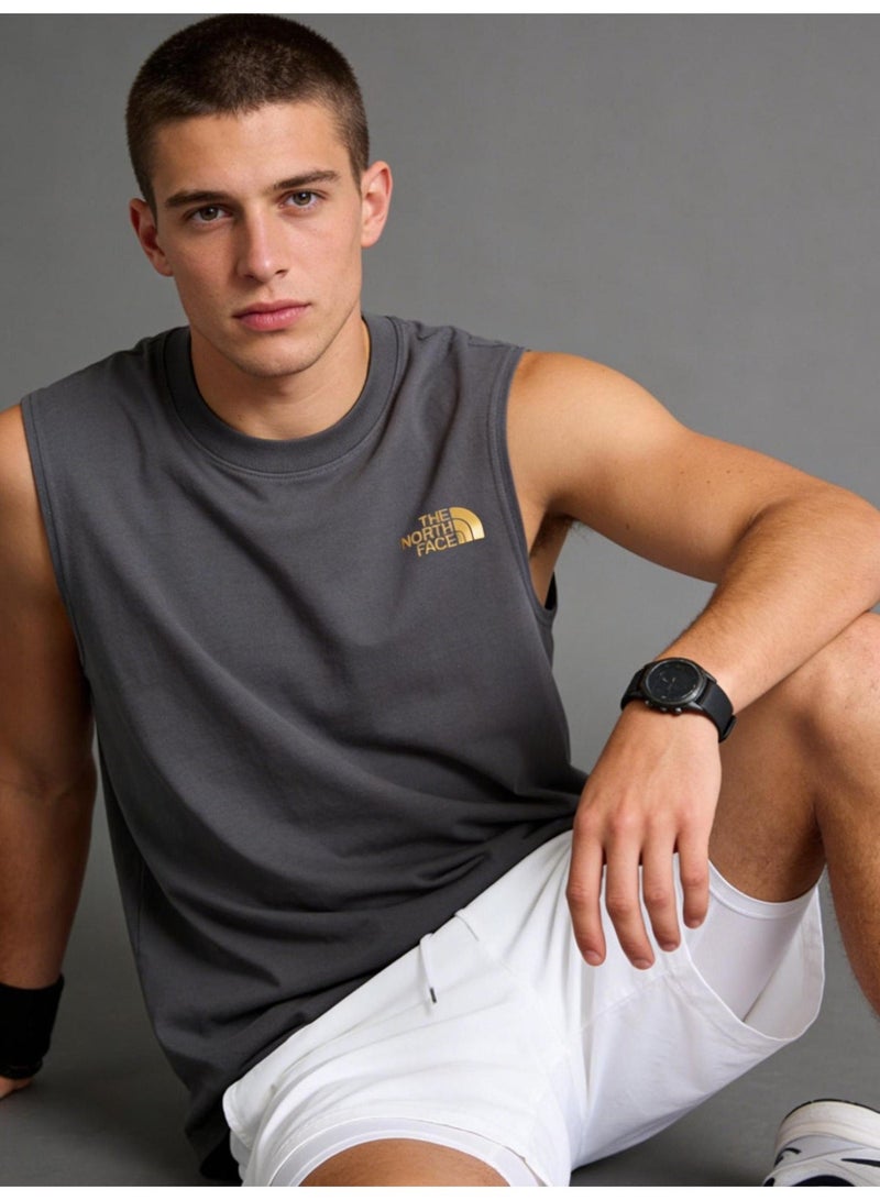THE NORTH FACE North sleeveless vest T-shirt gold logo printing loose version-cotton round neck-the same for men and women - Image 1
