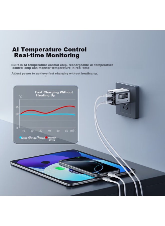 Nubia Red Devil Nubia Red Magic 65w Gallium Nitride Mini Dual Port Charger Set Type-c Fast Charge 45w Pd Apple 16 Samsung Macbook Notebook With Data Cable Semi-transparent - Image 4